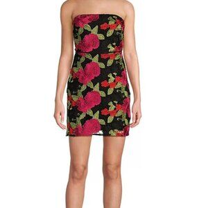 Sam Edelman Floral Print Strapless Sleeveless Sheath Dress